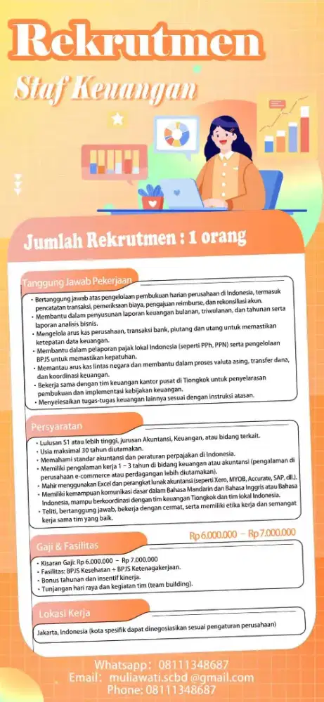 Lowongan Kerja: Staf Keuangan & Fotografer – Jakarta