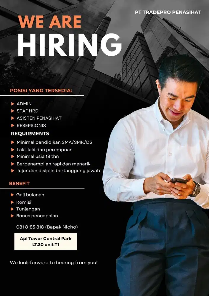 Lowongan Pekerjaan Admin - Penasihat TradePro