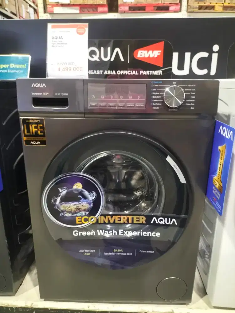 Promo Aqua Front Load Fqw-850900qd 8kg Inverter Bisa Dicicil