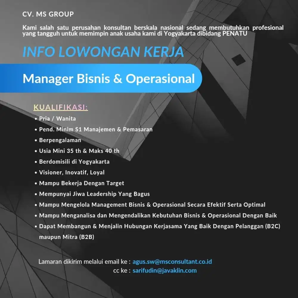 Manager Bisnis & Operasional
