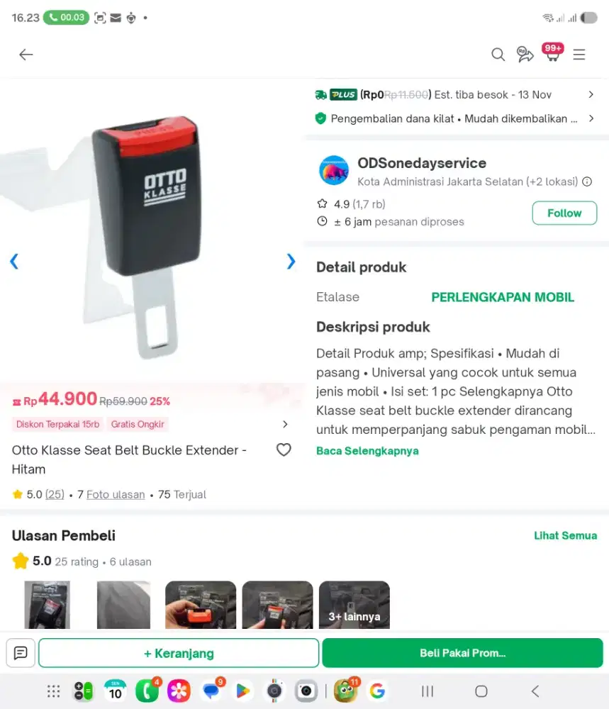 otto klasse sabuk bangku mobil seat belt buckle extender sambungan