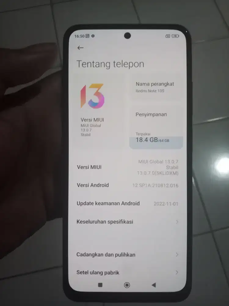 Xiaomi redmi note 10S Ram 6/64