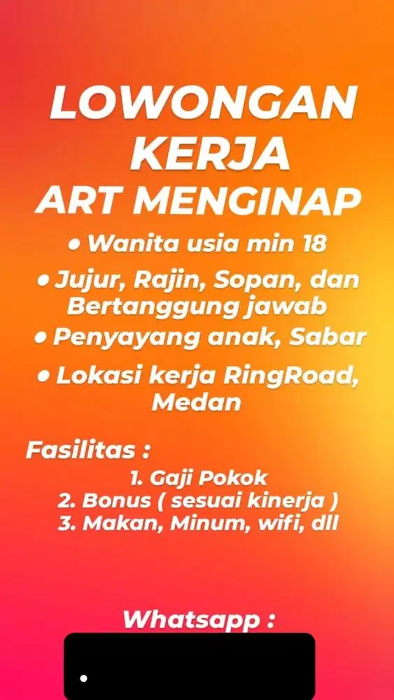 Dibutuhkan ART Nginap
