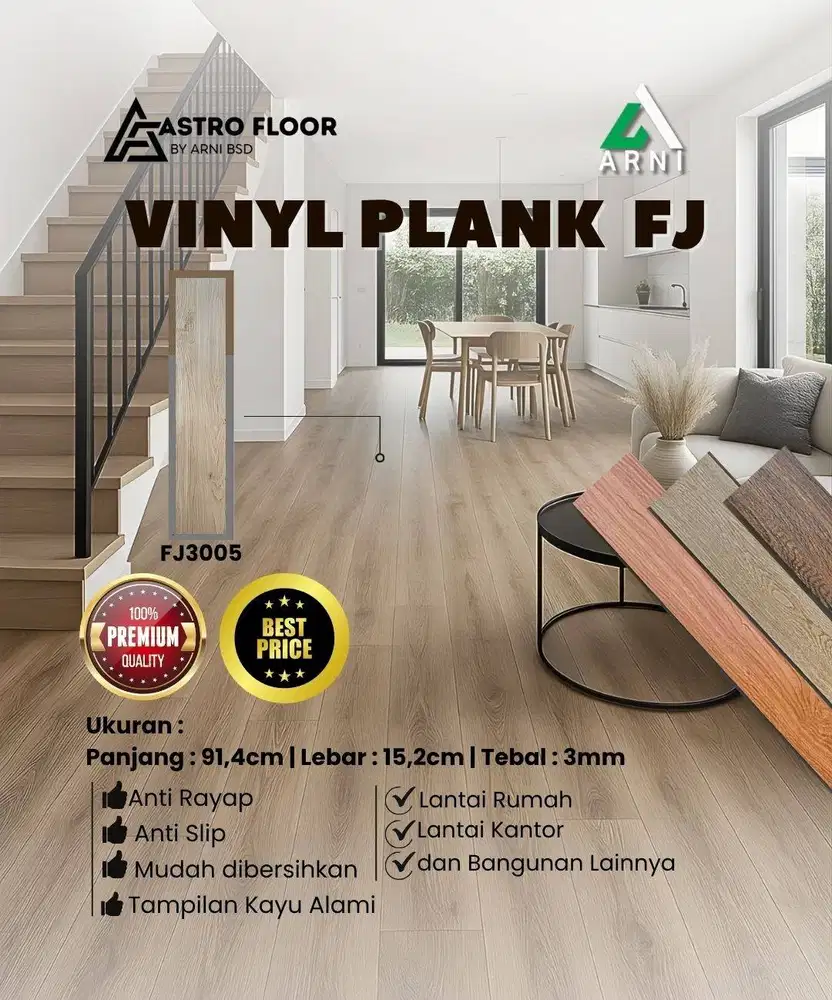 [ FJ ] Vinyl Floor Plank Lantai Vinyl isi 24pcs 91,4cm x 15,2cm Tebal