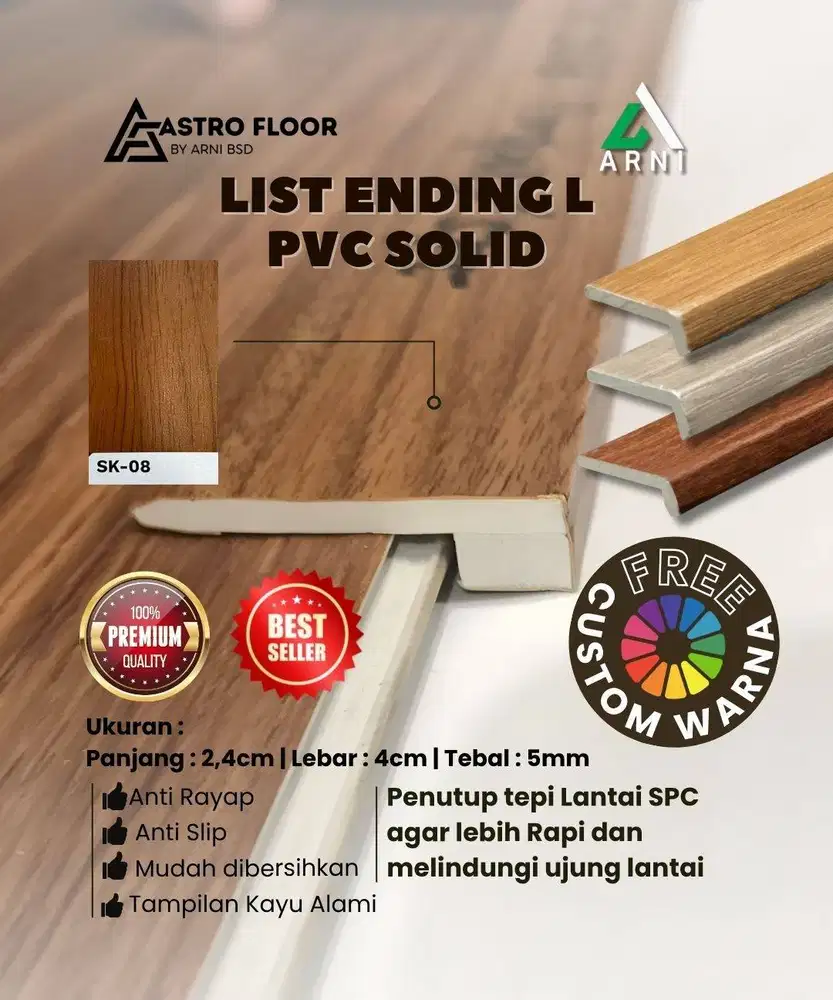 [ PVC ] List Ending lantai SPC Panjang 2,4meter Anti Rayap Free Custom