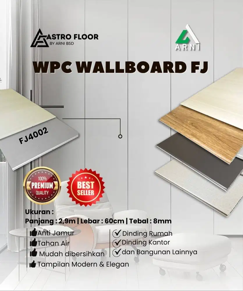 [ FJ ] Panel Dinding WPC PVC Wallboard Anti Rayap & Tahan Air 2,9meter