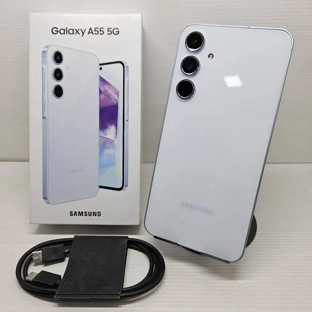 LIKE NEW 99.9%  SAMSUNG GALAXY A55 5G 8/256 ICE BLUE LENGKAP