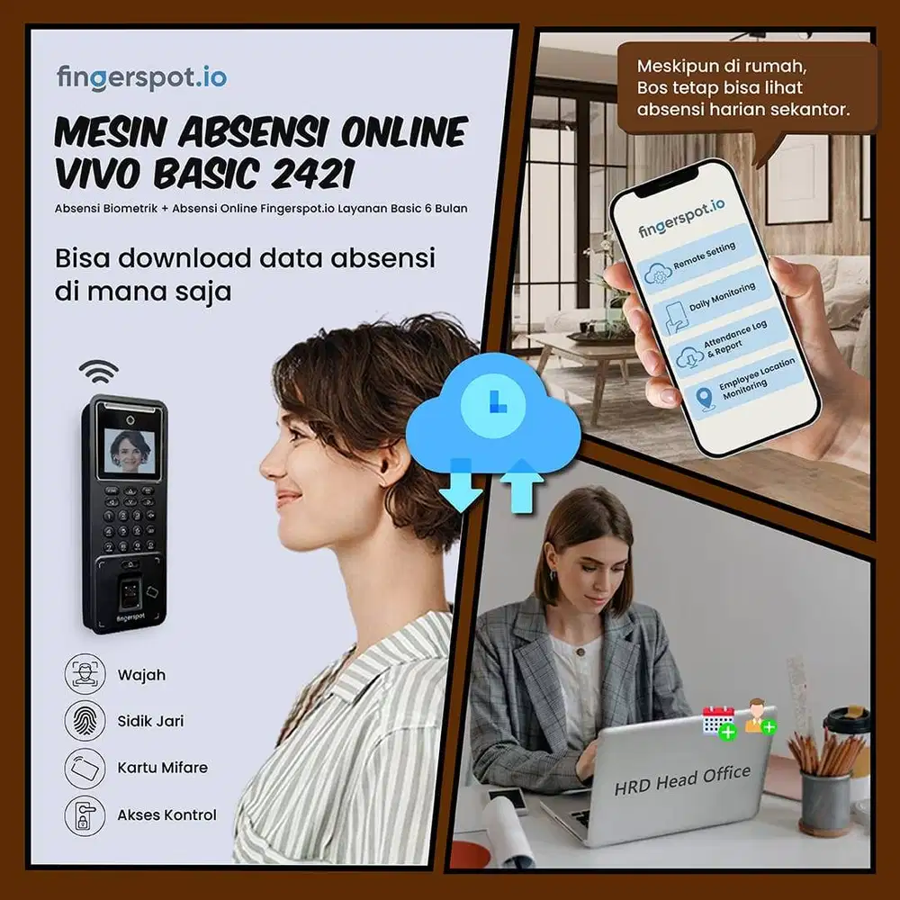 Mesin Absensi Absen Fingerprint Fingerspot Vivo Wajah