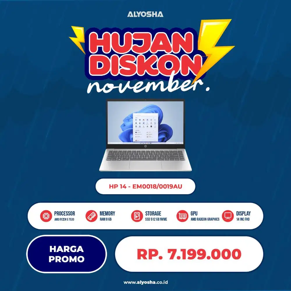 PROMO Spesial HP em0018/0019au Ryzen 5 7530 8/512 w11+OHS