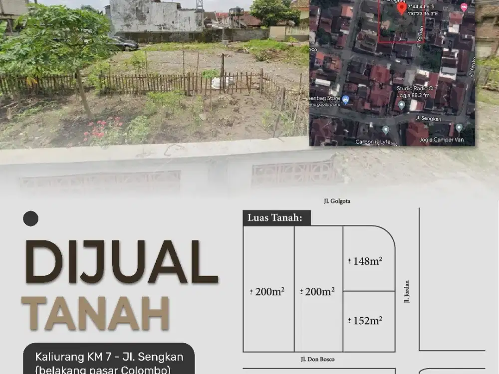 Tanah kavling sisa 1belakang pasar kolombo jln kaliurang KM 7