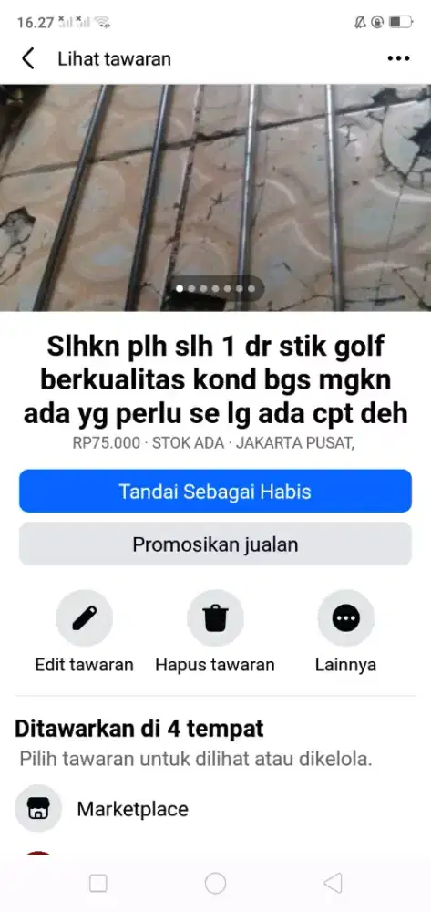 Slhkn plh slh 1 dr stik golf berkualitas kond spt baru murah sj cpt