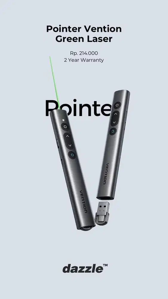 POINTER PRESENTASI VENTION LASER HIJAU GARANSI 2 TAHUN