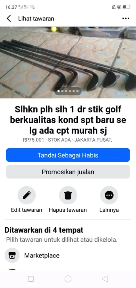 Slhkn plh slh 1 dr stik golf berkualitas kond spt baru hrg murah sj