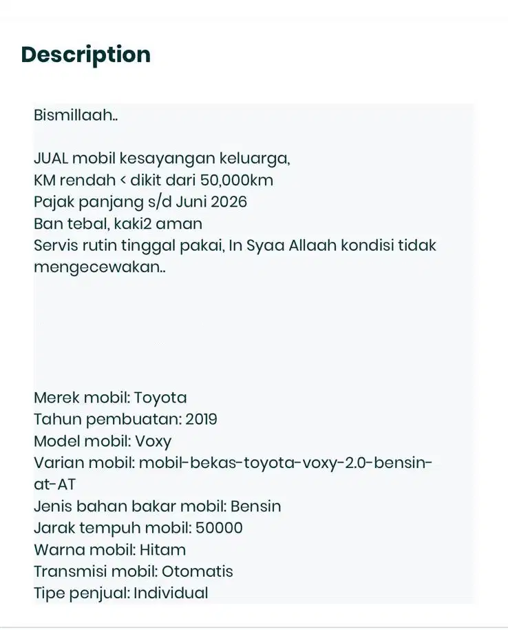 Toyota Voxy 2019 Bensin