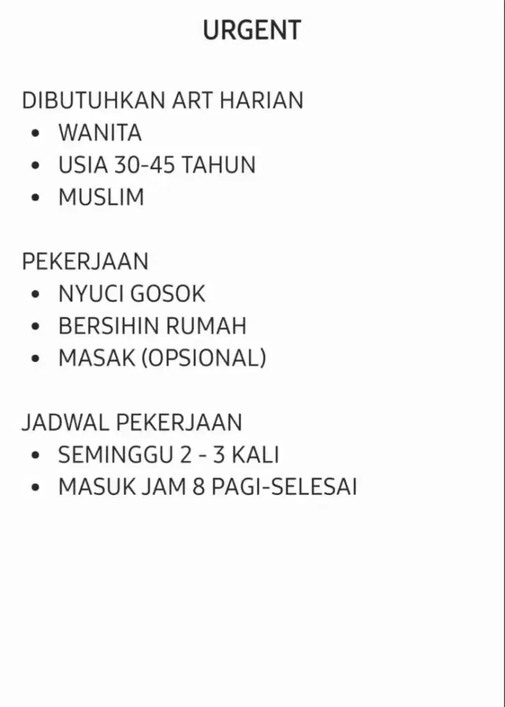 DIBUTUHKAN ART SECEPATNYA