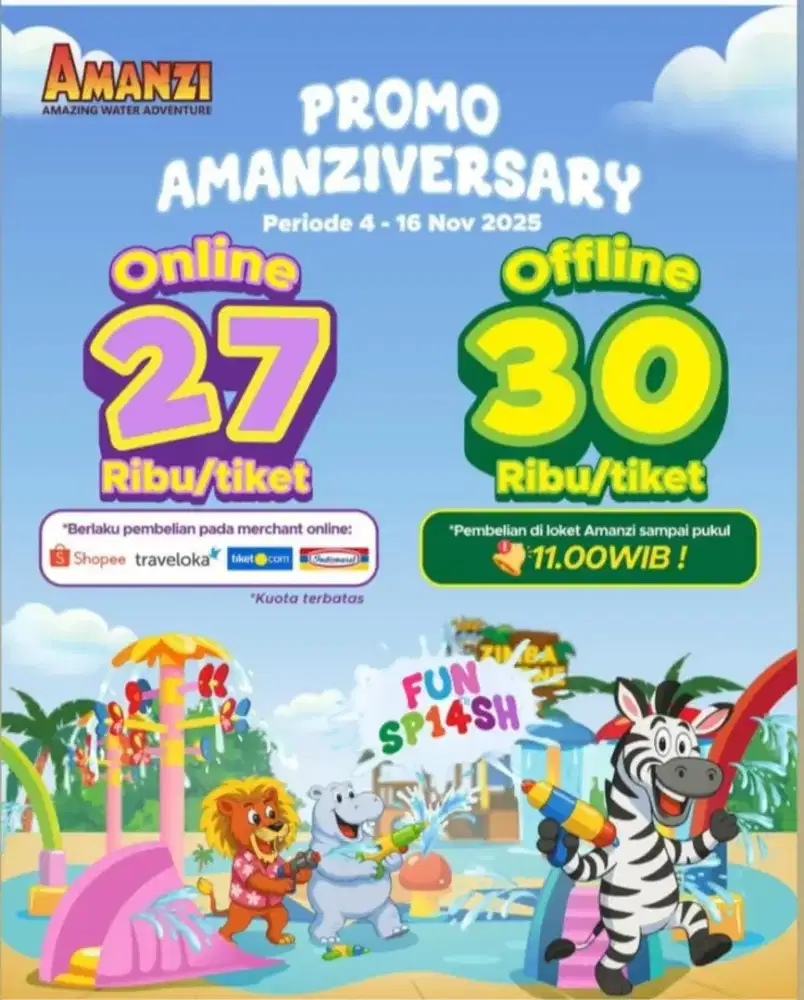 Tiket promo berenang di amanzi hanya 27 ribu