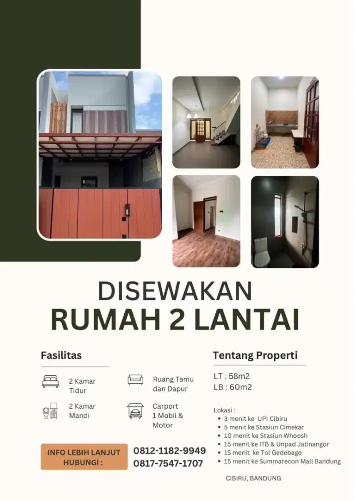 DISEWAKAN RUMAH 2 LANTAI BANDUNG