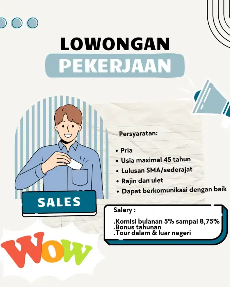 Dibutuhkan lowongan sales penjualan barang elektronik dan furniture