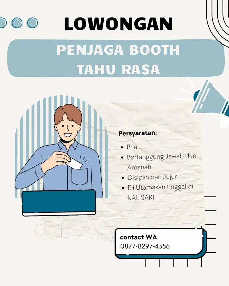 LOWONGAN KERJA PENJAGA BOOTH TAHU RASA