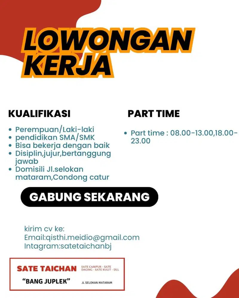 Lowongan pekerjaan parttime
