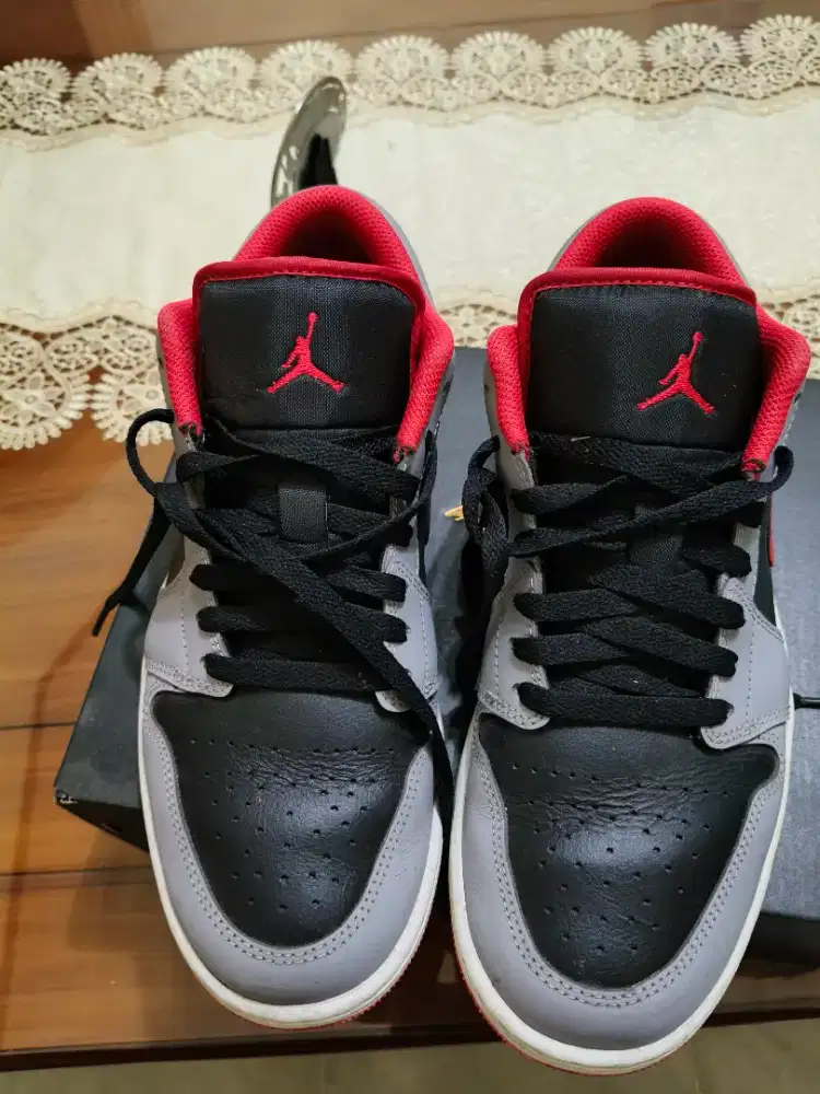 Air jordan 1 low black fire black cement original