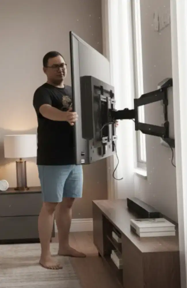 pasang & jual bracket swivel double arm utk gantungan tv led di tembok