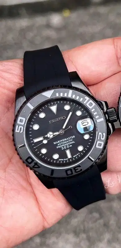 (bekas) Jam tangan Seiko Mod Yacht Stealth Black Second