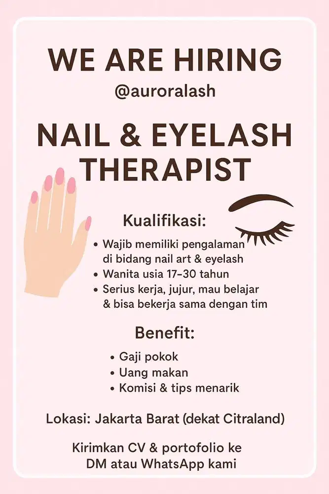 LOWONGAN KERJA EYELASH & NAIL ART