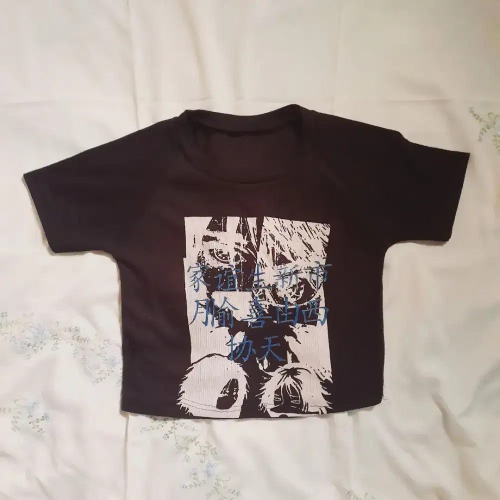 Kaos Crop Top Hitam Motif Jepang - HSC 2025