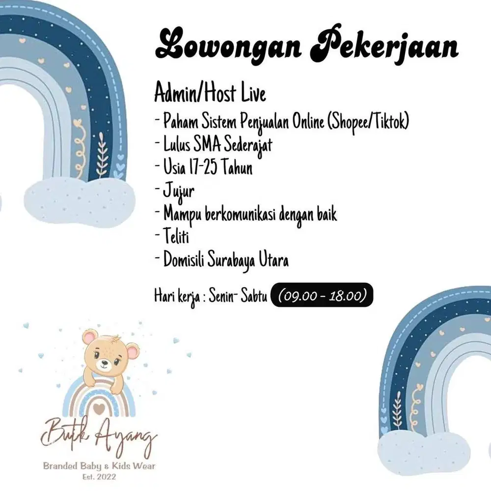 Admin & Host Live Online Shop Baju Anak