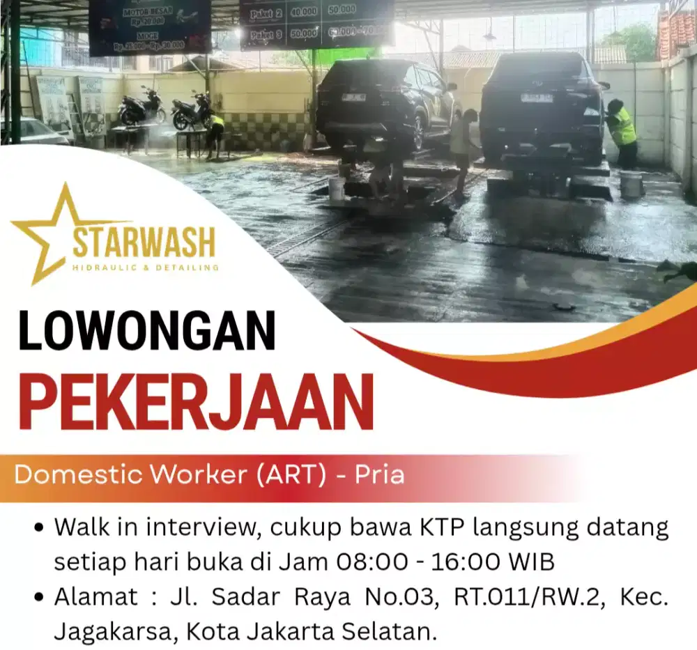 LOKER Asisten Rumah Tangga Pria