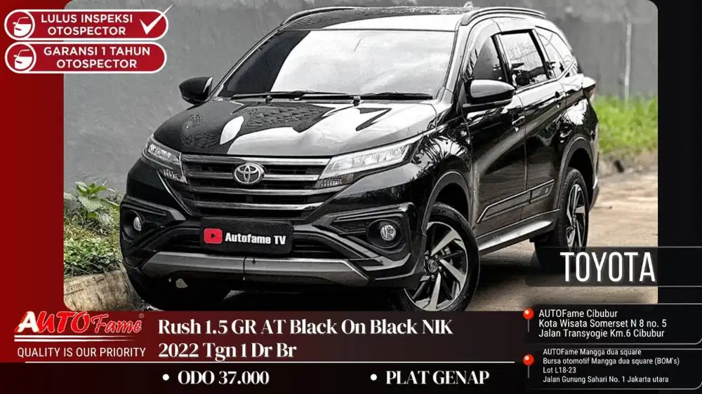 Toyota Rush 1.5 GR AT Black On Black NIK 2022 Tgn 1 Dr Br