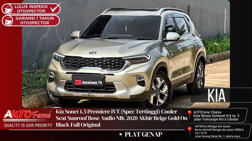 Kia Sonet 1.5 Premiere IVT (Spec Tertinggi) Cooler Seat Sunroof 2020