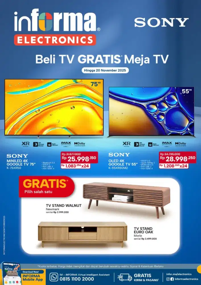 Ready stok tv sony 75 inc mini led