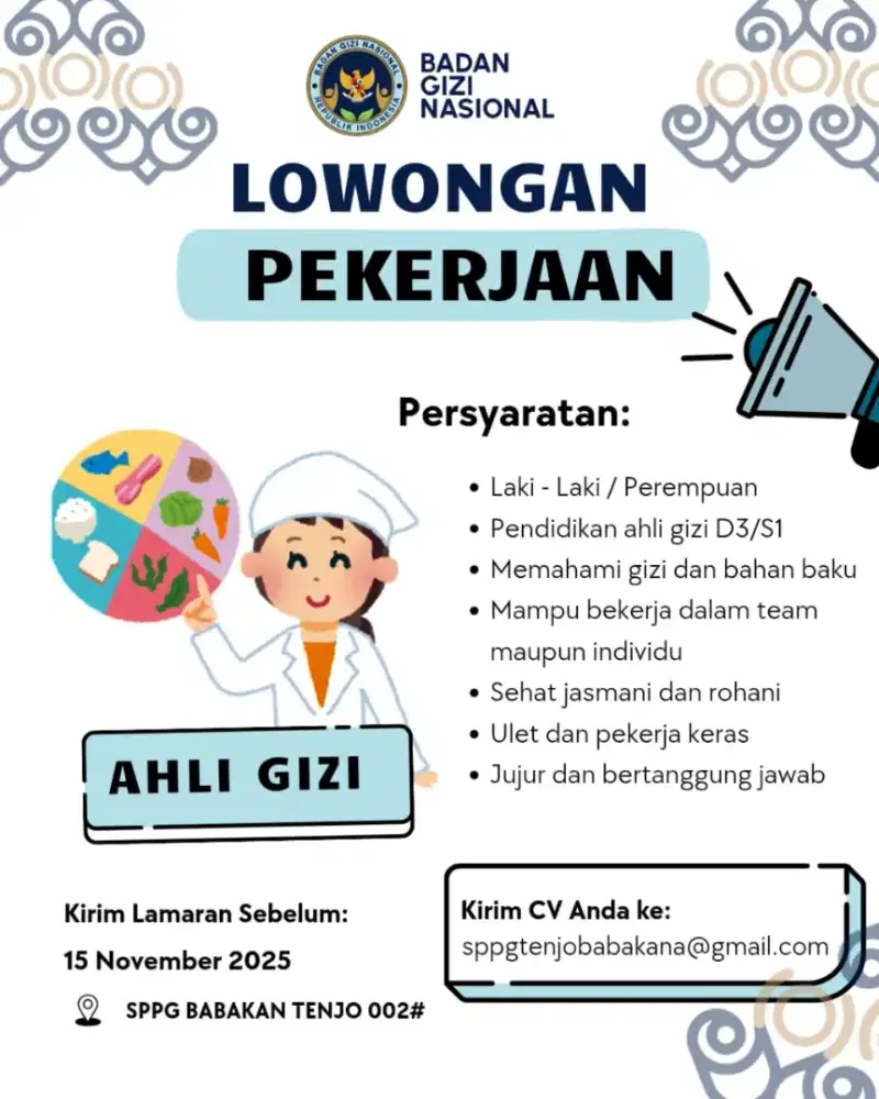 Lowongan Kerja Ahli Gizi