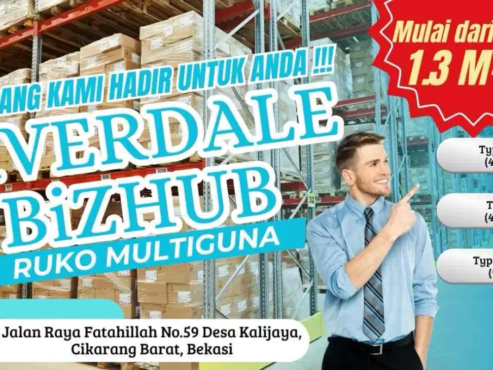 Bizhub riverdale cikarang, dijual gudang multiguna dp0%