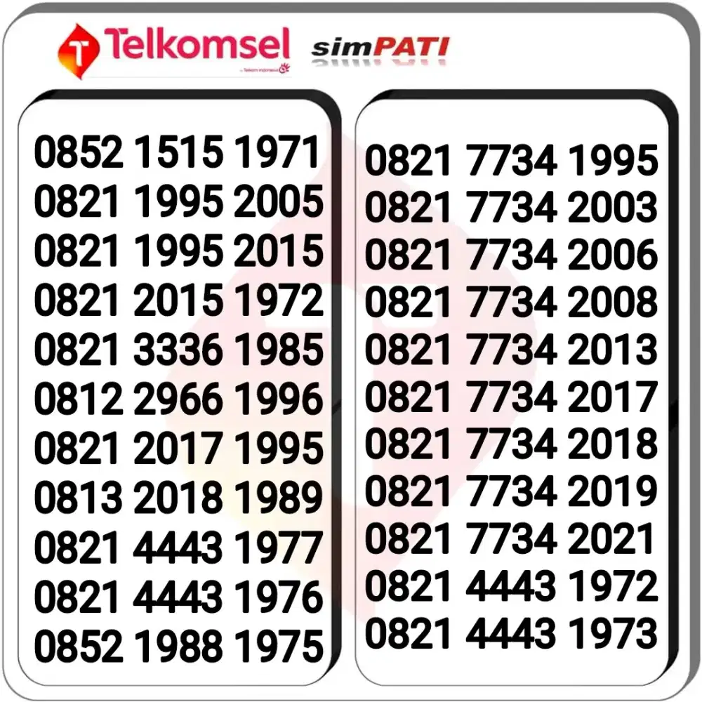 NOMER CANTIK TELKOMSEL , spesial TAHUN KELAHIRAN