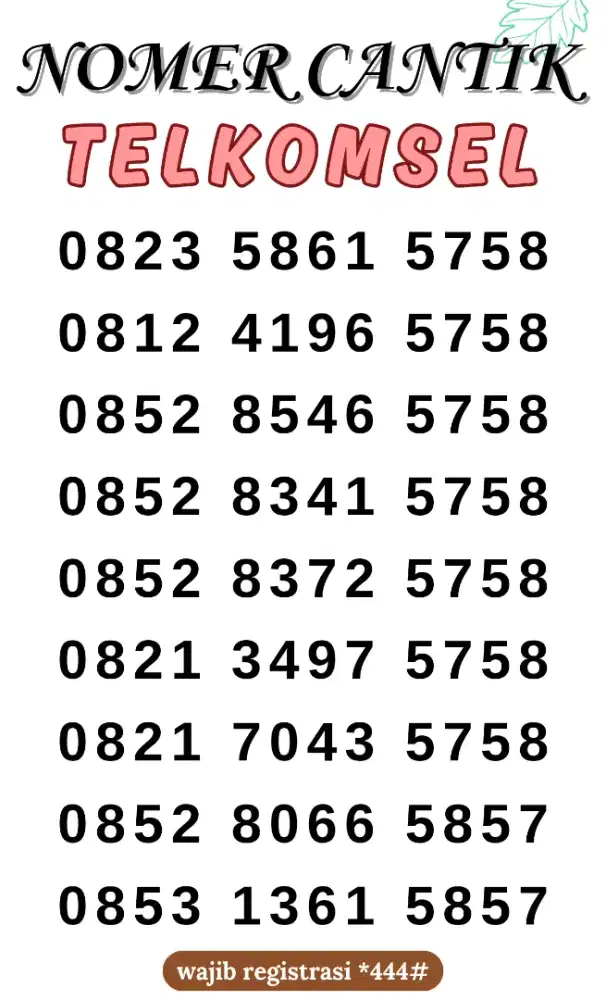 NOMER CANTIK TELKOMSEL , SERIAN EKOR majumapan
