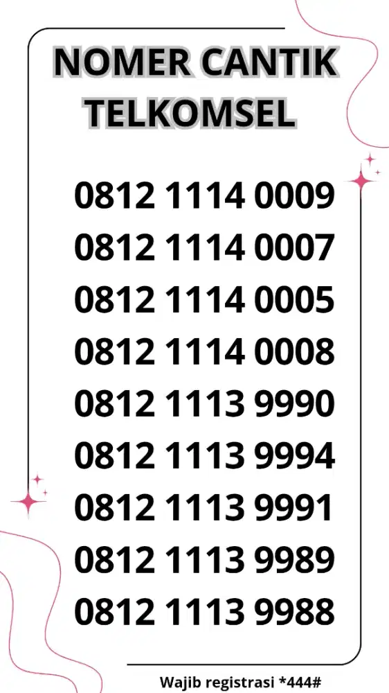 NOMER CANTIK TELKOMSEL , DOUBLE TRIPLE