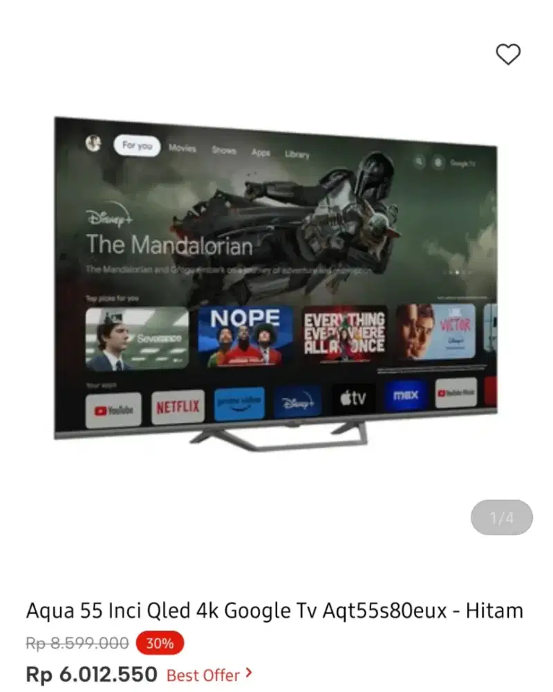 AQUA GOOGLE TV 4K 55 INCI