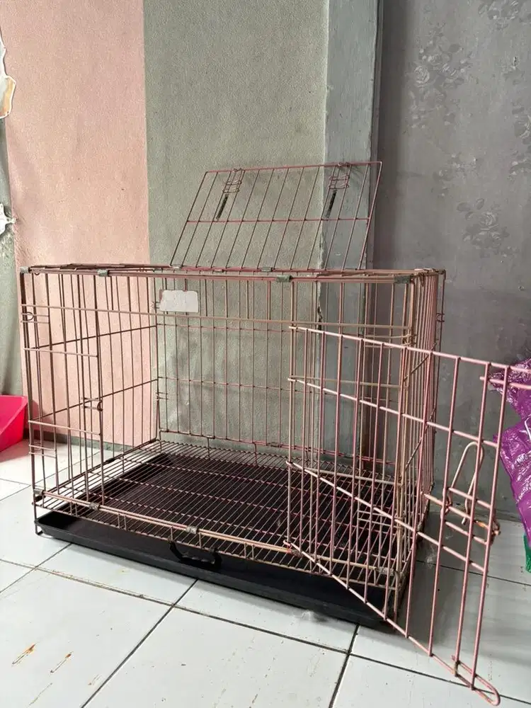 Kandang kucing besi kokoh tebal bongkar pasang ukuran 75x45x55