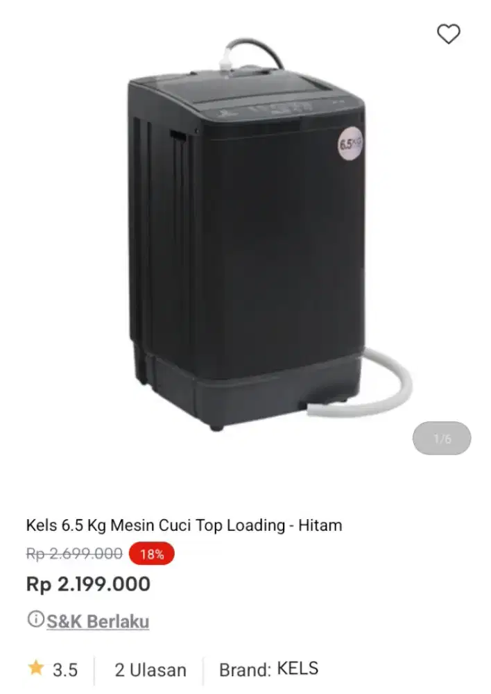 PROMO KELS 6.5KG MESIN CUCI TOP LOADING