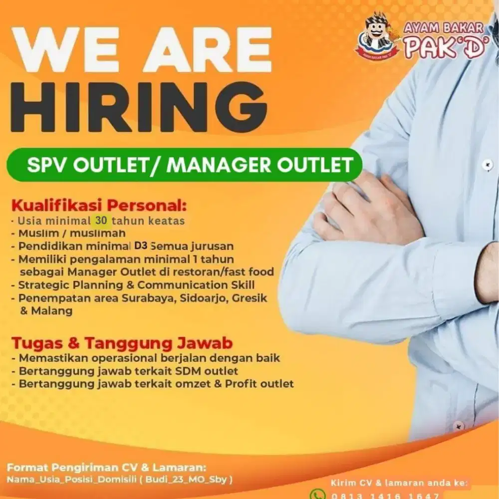 LOKER SUPERVISOR/ MANAGER RESTO