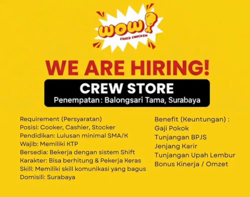 Crew Store Shift Malam balongsari manukan