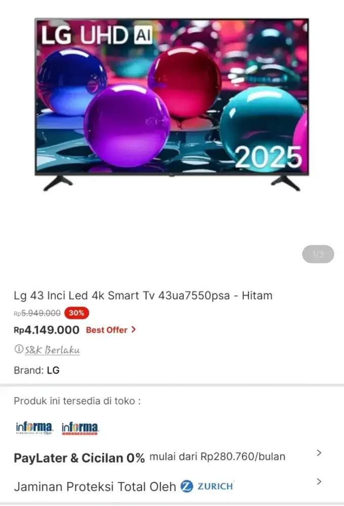 Lg Smart led tv 43 inc