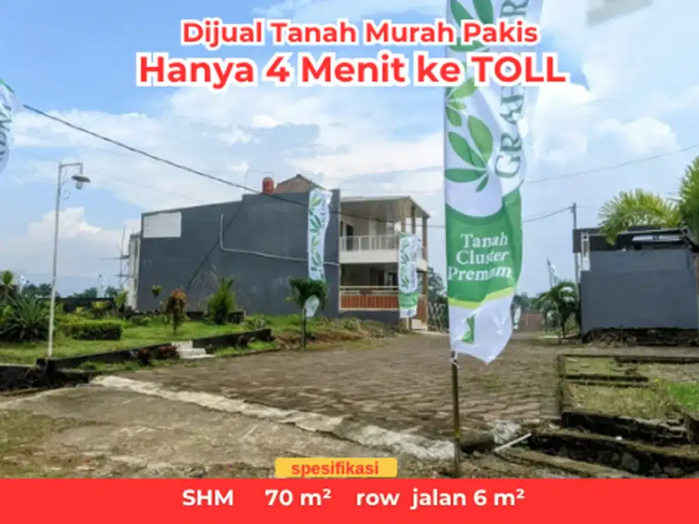 Dijual Tanah Strategis di Pakis 4 menit toll & Bandara