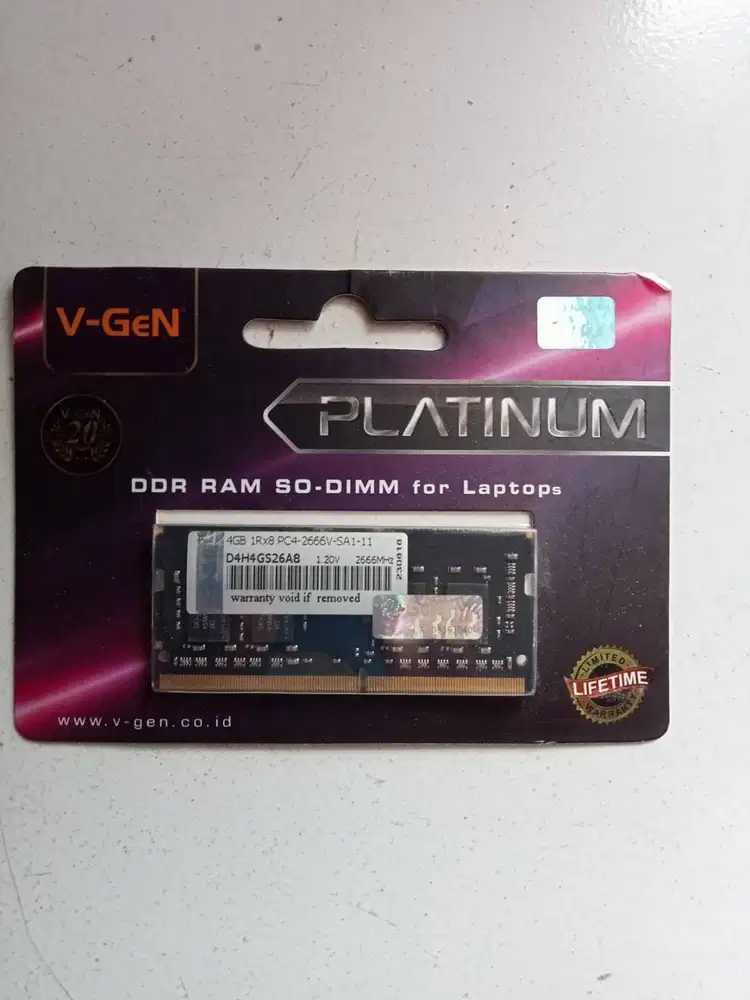 JUAL DDR RAM SO DIMM V-GEN UNTUK LAPTOP 4GB   PC4-2666V