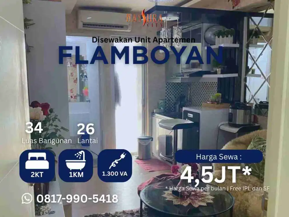 Sewa 2BR Furnished interior Full Lengkap ada water heater apartemen Bassura City call Maula