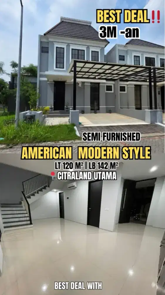 Murah jarang ada rumah bagus semi furnsihed siap huni citraland utama