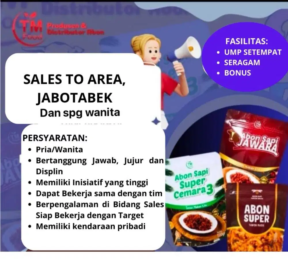 Lowongan sales area jabodetabek